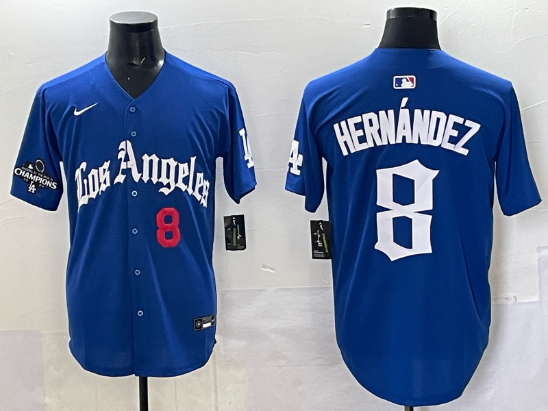 Men Los Angeles Dodgers #8 Hernandez Blue 2025 Nike MLB Jersey style 045->los angeles dodgers->MLB Jersey